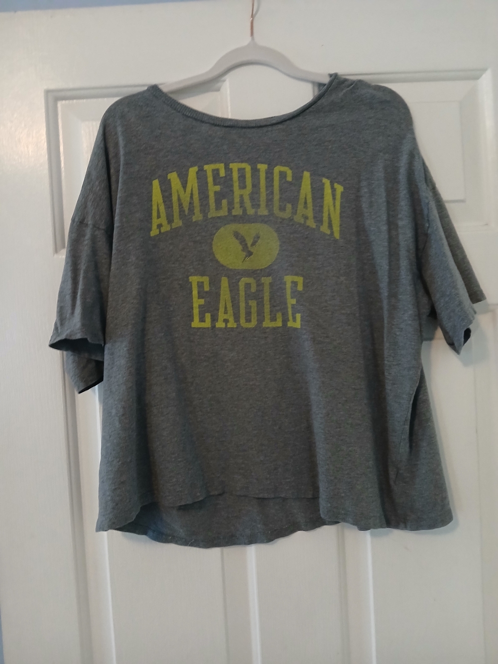 American Eagle Gray Tee with Yellow Graphic Logo